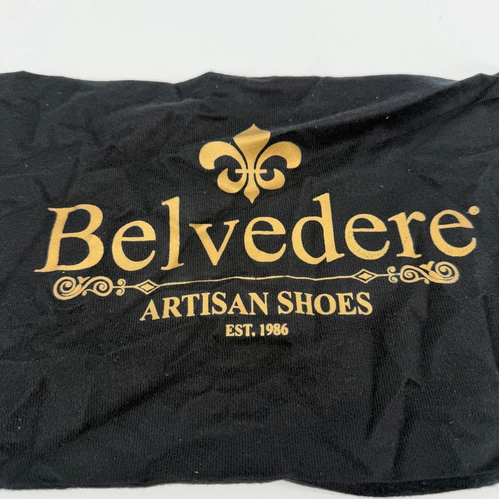 Belvedere Dress Shoes Men's 8.5 Black Genuine Ostrich Strap Square Toe Exotic